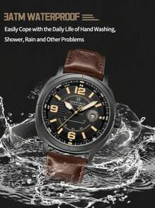 NAVIFORCE Men Quartz Watch High Quality PU Band Calendar Male Wristwatch Auto Date Display Waterproof Watch