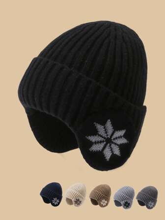 1pc Men Winter Warm Knit Beanie Hat, Thermal Lined Earflap Ski Cap, Suitable For Daily Wear, Dating, Travel
