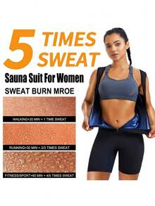 Women's Sauna Clothing, Weight Loss Sauna Shirt, Sweat Vest Girdle, Girdle Belly Reduction Exercise, 3 In 1 Body Shaping Full Body Contouring Exercise Top
