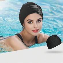 1pc/2pcs Plus Size Women Swimming Cap, Comfortable & Stretchy, Suitable For Long Hair, Provides Secure Fit And Fashionable Design. Made Of Soft Material, Fits Various Head Circumferences And Hair Volumes, Keeps Hair Dry And Protected. - Multicolor - View 5
