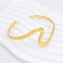 Set de 6 pulseras minimalistas de metal geométrico, diseño exagerado de hoja, adecuado para playa, vacaciones, estilo callejero