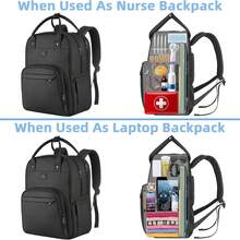 MATEIN Nursing Backpack, Waterproof Nurse Bag With Removable Organizer For Women, 15.6 Inch Laptop & Medical Work Backpack For Clinical, Hospital, College, Teachers & Students, Lightweight Nursing Work Bag For Daily Commute, Business Trips, Holiday Travel & Christmas Gifts – Black - Black - View 6