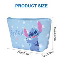 Miniso Portable Cosmetic Bag Cartoon Anime Stitch Toiletry Bag Lightweight Large Capacity Travel & Holiday Makeup Bag Foldable Cosmetic Pouch With Zipper - Blue - View 7