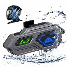 Intercomunicador Impermeable Motocicleta Casco Auricular Bluetooth con Iluminación 1000mAh, Ipx6 Impermeable, Cancelación de Ruido, Tiempo de Espera Extra Largo - Gris - Ver 11