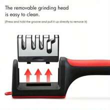 Kitchen Accessories Sharpener Three-Section Rapid Sharpening Diamond Sharpening Multifunctional Sharpening Kitchen Knife Sharpening Stone Hand-Held Sharpening,Kitchen Accessories,Cocina - 黑色 - 查看 4