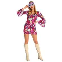 女士嘻哈舞台风格裙子和套装，适合各种表演的复古嬉皮士服装，趣味连衣裙