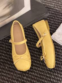2025 New Increased Height Version Round Toe Mary Jane Shoes For Women, French Ballet Flats