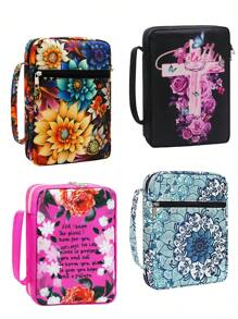 Bible Cover In Multiple Colors, Includes Matching Bookmark, Polyester Fiber Book Case With Handle And Zipper Pocket, Portable Church Bag For Bible Protection, Perfect Gift