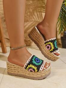 Dép đế xuồng phong cách Bohemian dành cho nữ, dép đi biển thời trang ngày lễ. Phù hợp với trang phục hàng ngày của phụ nữ, tiệc tùng, đám cưới và nhiều lễ hội khác nhau - màu đen - Xem 5