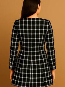 Plaid Overcoat Simple Casual Elegant Knitted Fabric Double Button Front Buttons Faux Buttons Women Evening Holiday Daily Birthday Party Formal & Evening Travel Tea Party Plus Size Green Purple Plaid Cardigan