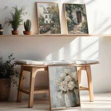 Juego de 3 impresiones de pintura al óleo con diseño de vintage de rosas de jardín y hortensias, arte de pared rústico floral, póster de lienzo botánico, decoración de pared primaveral neutra, regalo ideal para sala de estar, dormitorio, oficina, dormitorio, cafetería, bar, pasillo, decoración del hogar y de la habitación, sin marco