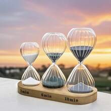 1 set di timer a strisce da 3/6/15 minuti con base in legno, decorazione ornamentale, strumento di gestione del tempo per ufficio/studio