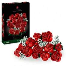 822PCS Rose Building Blocks Set With Vibrant Colors, Artificial Red Rose Bouquet DIY Decoration, Home Decor Flower Decorations For Adults Women Gift For Valentines & Mother's Day