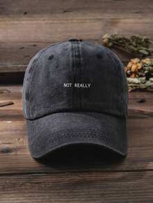 1pc Unisex Unisex "NOT REALLY"Washed Baseball Cap, Multi Functional Sunshade Baseball Cap, For Outdoor Sports, Daily Wear, And Commuting Casual. - Dark Grey - View 1