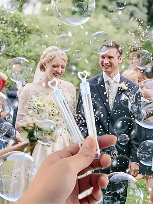 30/50/100pcs Heart-Shaped Bubble Wand And Refillable Bottles - Plastic Bubble Maker For Weddings, Parties, And Celebrations - No Liquid Included, Manual Operation, Suitable For Weddings, Parties, Birthday Party Decorations, Perfect Gifts