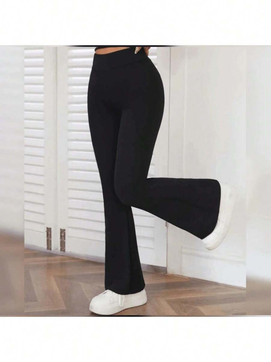 BALLERINA FLARE LEGGING PANTS - Black - View 1