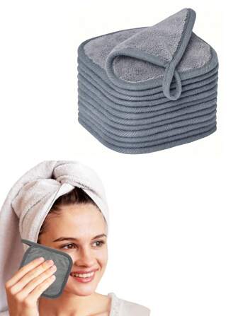 2/5/10 Toallas cuadradas para desmaquillado, almohadillas desmaquillantes de microfibra, toallas faciales para desmaquillado con lazos colgantes, cuidado suave de la piel, lavables y reutilizables, aptas para todo tipo de pieles, toallas faciales perfectas para mujeres