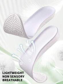 1 Pair Unisex Shock Absorbing Full Sole Height Increasing Sweat-Wicking Breathable Insoles, Invisible And Comfortable Shoe Inserts - White-3.5cm - View 3