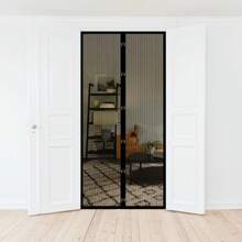 1 pièce Porte moustiquaire magnétique avec fonction de fermeture automatique - Installation facile sans perçage, design rayé élégant, convient pour les portes extérieures et de balcon, comprend plusieurs composants, lavable en machine