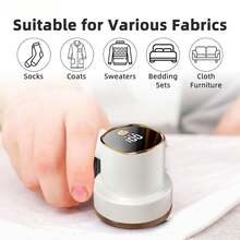1pc Fabric Razor, Lint Remover USB Rechargeable 6-Blade Blade LED Display Electric Lint Razor Portable Clothes Furniture Sweaters Curtains,Fabric Razor - Lint Remover - 白色 - 查看 4