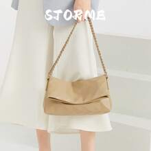 Borsa alla moda ed esclusiva per donna, nuovo design a motivo quadrato con catena, borsa shopper pieghevole per l'estate