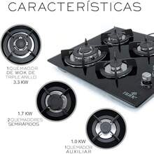 NUBE Parrilla de Gas Empotrable 4 Quemadores Vidrio Templado Estufa para Cocina Encendido Electronico Gas Natural y Gas Estufa Empotrable Cristal Templado Negro - Negro - Ver 7