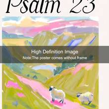 Bộ 6 bức tranh tường nghệ thuật Chúa Jesus Christian Preppy màu hồng không khung in trên vải canvas câu Kinh thánh trích dẫn đầy cảm hứng cho căn hộ, phòng khách, phòng ngủ, trang trí nhà hiện đại - Nhiều màu - Xem 5