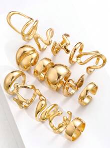 15pcs/Set Exaggerated Sexy Luxury CCB Material Wide Ring Set For Women, Fashionable Jewelry For Daily, Party, Wedding, Gift For Girlfriend/Friend