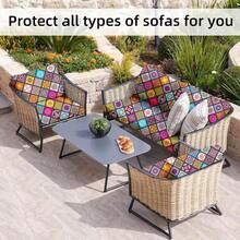 1pc Digital Printed Geometric Stretch Sofa Cushion Cover, Colorful Geometric Pattern, High Elastic Anti-Dust Anti-Scratch Washable, Decor For Outdoor Living Room Bedroom