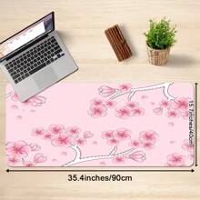 1 pièce Grande tapis de souris de jeu avec un design de fleurs de cerisier roses - base en caoutchouc antidérapante, surface lisse, tapis de bureau lavable pour la maison, le bureau et les études. Cadeau parfait pour Noël et Thanksgiving. Accessoire de bureau de jeu. Texture en tissu lisse, grand tapis de souris