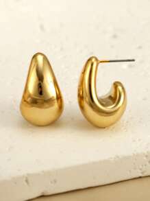 6-18pcs/Set Glossy Geometric Textured Water Drop Gold Elegant Bohemian Earrings Set,Suitable For Family & Friends Holiday Gift