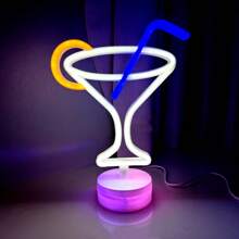 1 pieza Letrero de neón decorativo de pared para bar, luz LED con pilas o alimentación USB con diseño de jarra de cerveza, copa de cóctel, jarra de cerveza, letrero de neón de bar para habitación, dormitorio, decoración de bar