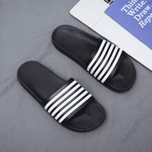 New Design Striped Slippers For Men And Women, Fashionable Couples One-Strap Slides, Lightweight Casual Indoor Outdoor