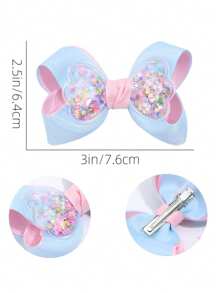 2 Stücke blaue Shaker Schleifen für Frauen Mädchen, rosa blaue Grosgrainschleife, Stylingclips mit Konfetti-Shaker, süße Sternschleife Haarclips, Urlaubsgeschenke, Schleifenspangen Haaraccessoires für Frauen