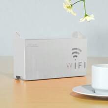1pc Router Storage Box With 2pcs Adhesive Strips, Multi-Colors Available, High Quality Material, Modern Minimalist Design Won't Block Signal, Colorful Wavy Pattern, Rectangular With Hollow WIFI Logo Detail, For Storing Router, Suitable For Home