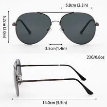 1 Pc Classic European&American Stylish Men's Metal Round Frame Double Bridge Sunglasses, High-End - Multicolor - View 6