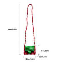 Mini bolso cruzado de mano hecho a mano con cuentas de acrilico, diseño lindo y de moda con efecto dopamina