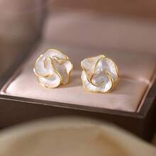 Elegant Camellia Earrings, Retro Style, Women's Fashion Accessories, Seasonal Daily And Vacation Accessories - E15-鮮花 - 查看 1