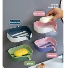 2pcs/1pc Wall-Mounted Soap Bar. Household Bathroom Storage Rack With Drainage. Household Soap Bar, No Need To Drill Holes, With A Drain Rack. High-End New Soap Stand In The Bathroom. Double-Layer Storage Rack In The Bathroom. Back To School