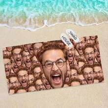 1pc Customizable Photo Beach Towel, Personalized Bath Towel, Pool Towel, Holiday Gift, Modern Style, Polyester, Rectangular Beach Towel - Multicolor - View 7