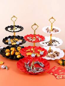 3-Tier Cupcake Stand - White Embossed Elegant Dessert Cake Display Stand - For Tea Sets, Candy, Cookies, Pastries, Weddings, Parties, Gifts, Christmas And Birthday Cakes - White - View 7