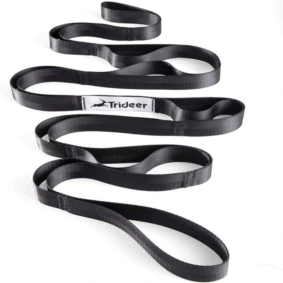Trideer Stretching Strap Yoga Strap Physical Therapy For Home Workout, Exercise, Pilates And Gymnastics, 10 Loops Non-Elastic Stretch Bands With Aesthetic Packaging For Women &Amp; Men - Black - View 1