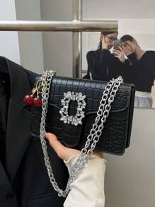 Bolso de hombro de lujo para mujer con relieve de cocodrilo, modelo de fiesta con correa de cadena, bolso cruzado versátil y de alta gama