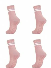 6 أزواج من جوارب اليوغا الملونة للنساء مع مانعات الانزلاق، غير قابلة للانزلاق، تنفس متوسطة الساق مناسبة لليوغا والرقص والأنشطة الرياضية الأخرى