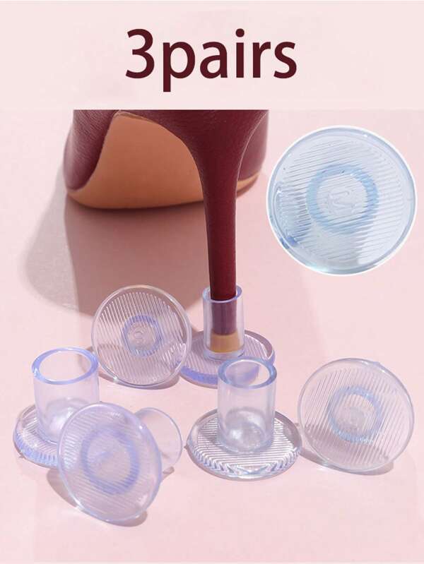 3 pares de cubiertas para tacones, cubiertas de amortiguador para tacones altos de tacón redondo resistentes al desgaste y antideslizantes
