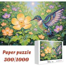 1000/500 pezzi Scatola regalo puzzle per adulti (70x50 cm), puzzle con colibrì e fiori, materiale resistente ai graffi. Adatto per decorare stanza o ufficio. Ideale per decorazioni per feste di compleanno, omaggi per la casa nuova, festa del papà, porta divertimento e piacere decorativo per appassionati di fai-da-te e decorazione della casa.