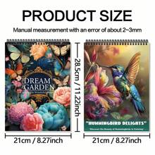 Two Adult Coloring Books With 54 Exquisite Patterns, Unique Design, Spiral Binding, Single-Sided Printing, 11.2 X 8.2 Inches, Different Themes, Suitable For Friend Gatherings, Family Dinners, Birthday Gifts, Christmas Gifts, New Year Gifts, Christmas Gifts, Anniversary Gifts,Back To School,School Supplies