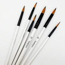 Set di 6 pennelli da artista a forma rotonda con testina angolata, con setole in nylon bianco, adatti per pittura ad acrilico, olio, acquerello su corpo, viso, roccia, tela, per disegno e attività creative, ideali come regalo per Natale, Ognissanti, Ringraziamento