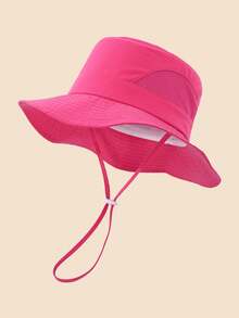 1pc Kids Solid Color Breathable Anti-Side Net Sun Protection Bucket Hat, Lightweight Breathable Beach Hat, Bucket Hat For Daily Wear - A - View 10