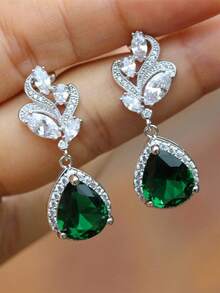 1 Pair Fashion Cubic Zirconia Drop Earrings For Women For Wedding Anniversary Engagement Party Jewelry Valentine's Day Gift Valentines - 1# - View 13